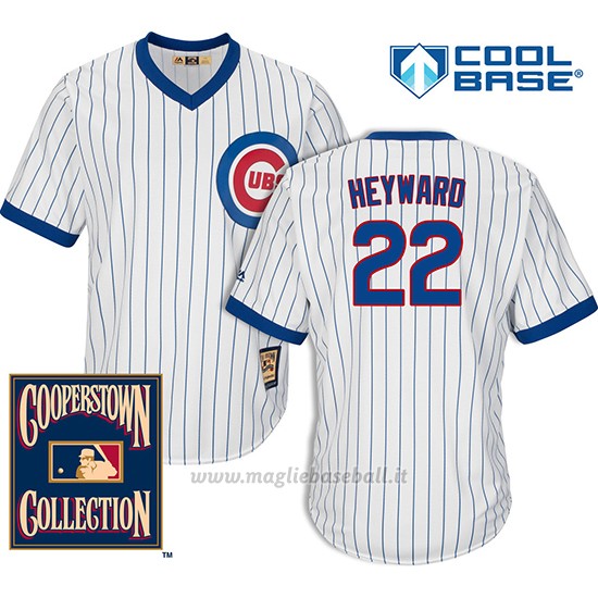 Maglia Baseball Uomo Chicago Cubs 22 Jason Heyward Bianco Cooperstown Cool Base